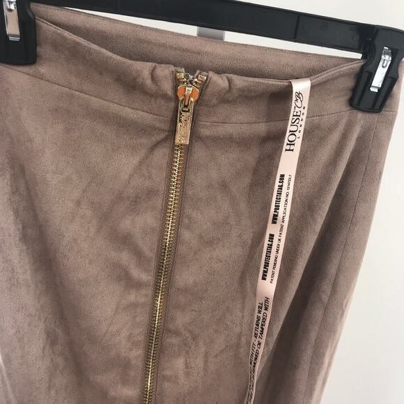 House of CB NWT Giuditta Taupe Suedette Pencil Skirt XS - Picture 8 of 11